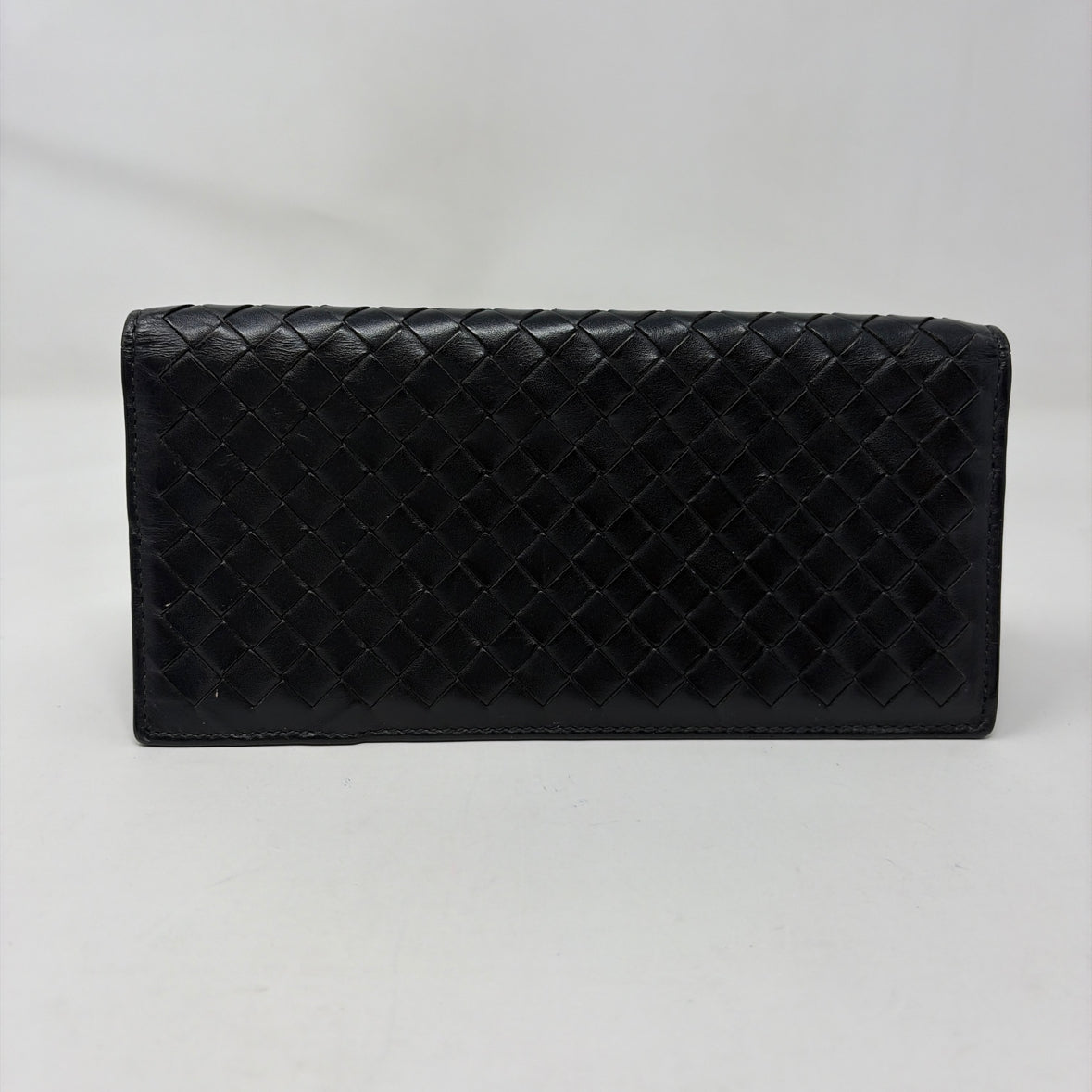 Pre-Owned Bottega Veneta Black Leather Designer Wallet