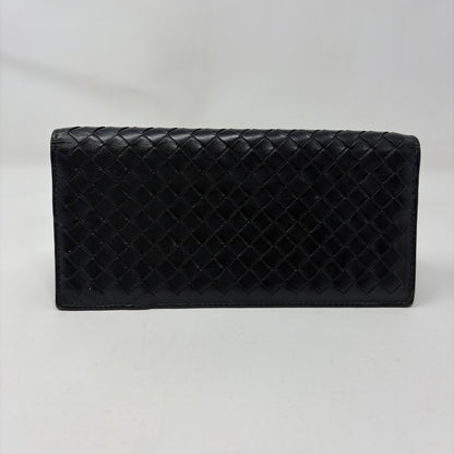 Pre-Owned Bottega Veneta Black Leather Designer Wallet