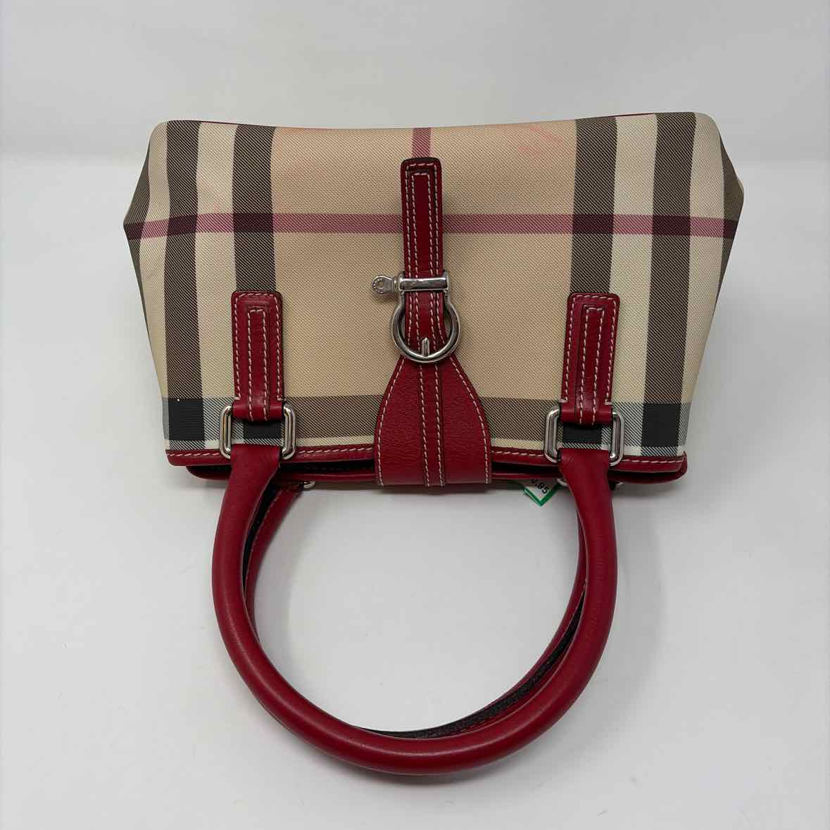 Pre-Owned Burberry Red Multi Coated Canvas Designer Handbag