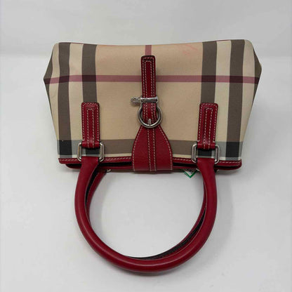 Pre-Owned Burberry Red Multi Coated Canvas Designer Handbag