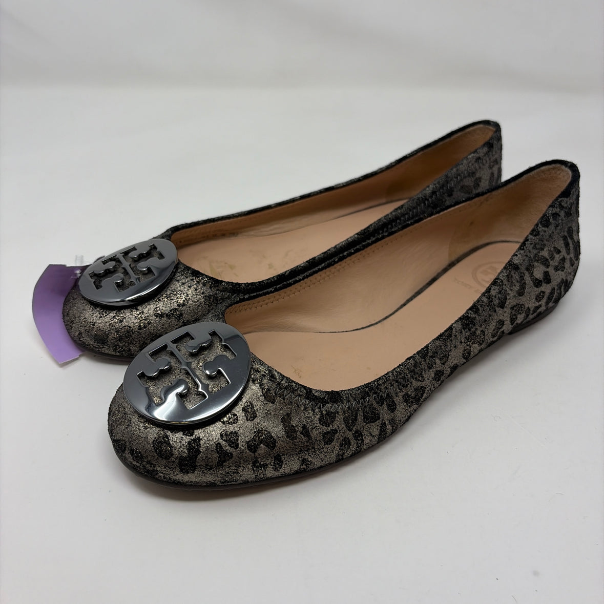 Pre-Owned Shoe Size 8 Tory Burch Silver Flats