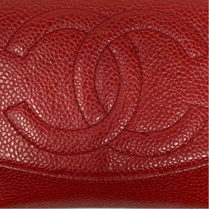 Pre-Owned Chanel Red Leather Designer Wallet