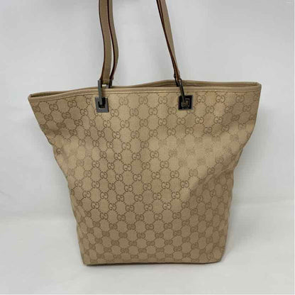 Pre-Owned Gucci Cream Canvas Designer Handbag