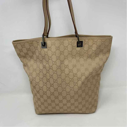 Pre-Owned Gucci Cream Canvas Designer Handbag