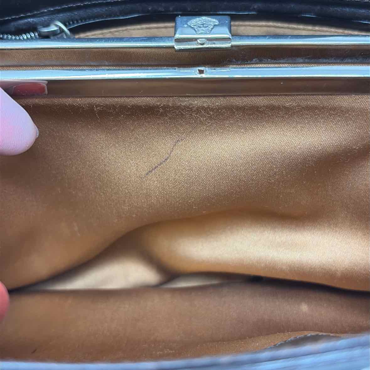 Pre-Owned Versace Brown Leather Designer Handbag