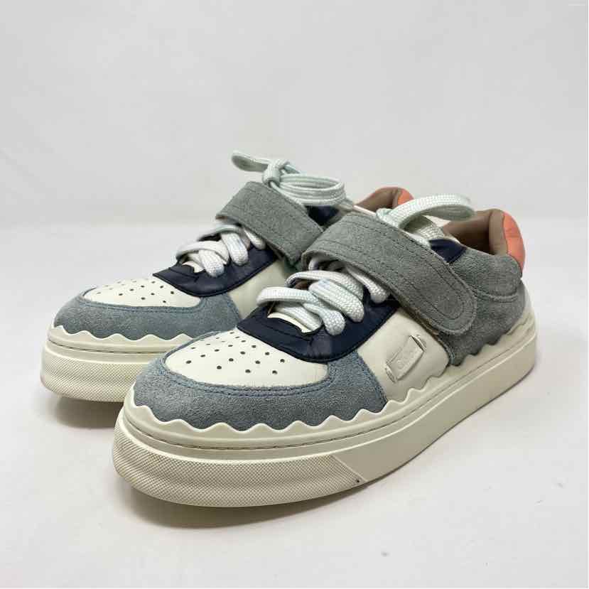 Pre-Owned Chloe White Multi Leather Shoe Size 7.5 Designer Shoes