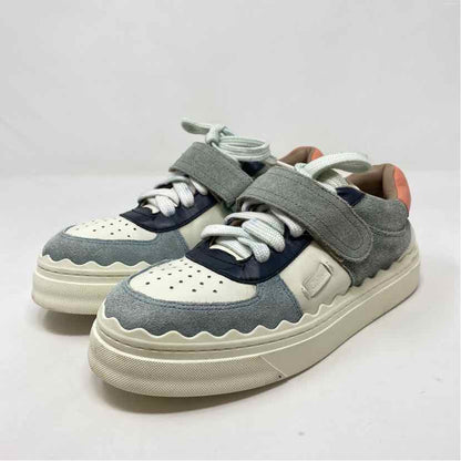 Pre-Owned Chloe White Multi Leather Shoe Size 7.5 Designer Shoes