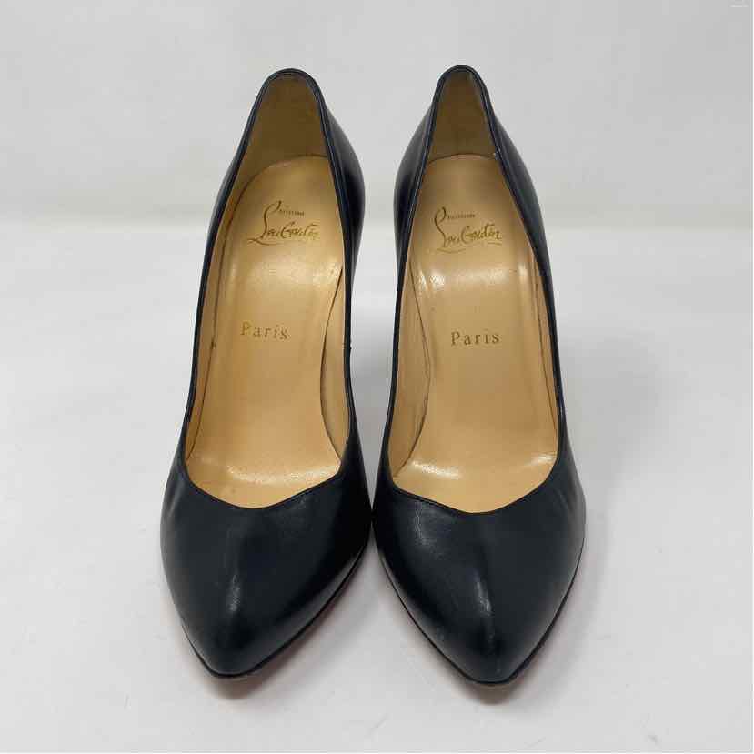 Pre-Owned Christian Louboutin Black Leather Shoe Size 6.5 Designer Shoes