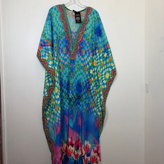 Pre-Owned Size One Size Sakkas Teal Multi Casual Dress