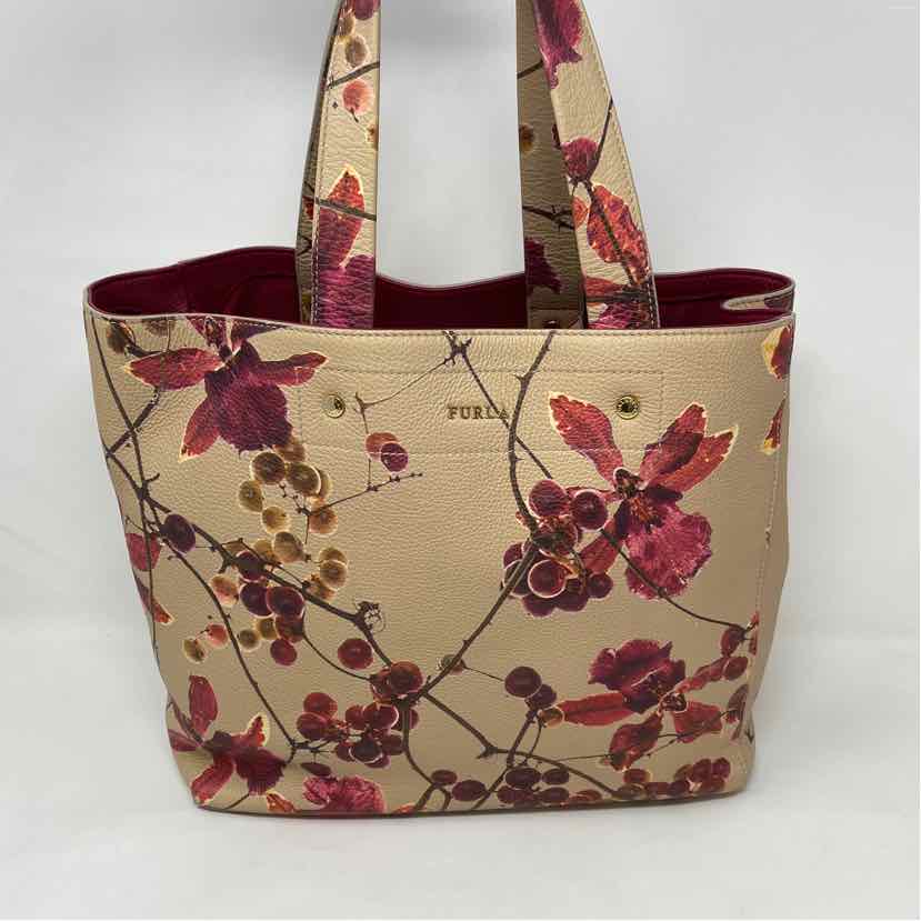 Pre-Owned Furla Red Floral Leather Handbag