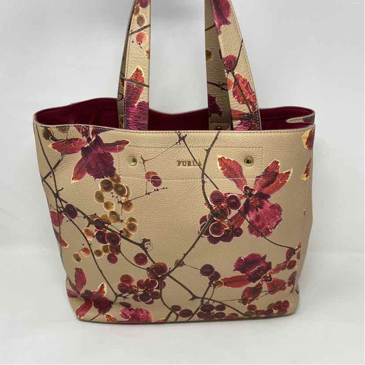 Pre-Owned Furla Red Floral Leather Handbag