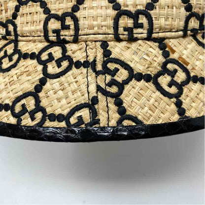 Pre-Owned Gucci Monogram Straw Designer Hats
