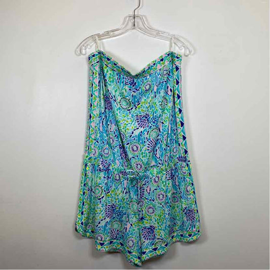 Pre-Owned Size XL Lilly Pulitzer Teal Multi Romper