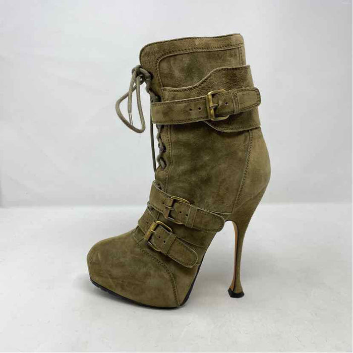 Pre-Owned Shoe Size 5.5 Brian Atwood Olive Booties