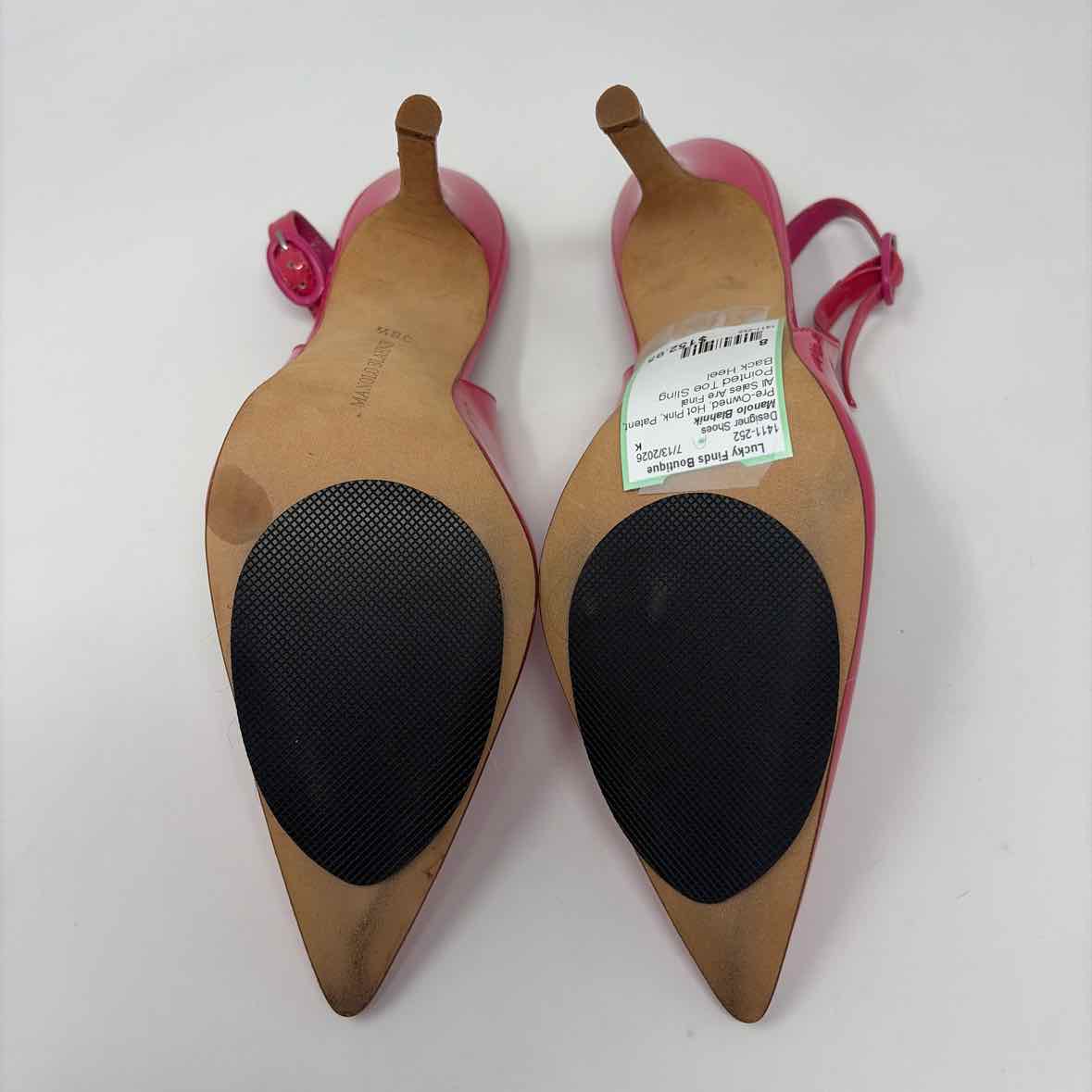 Pre-Owned Manolo Blahnik Hot Pink Patent Shoe Size 8 Designer Shoes