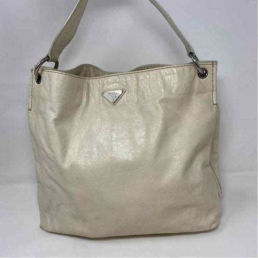 Pre-Owned Prada Cream Leather Designer Handbag