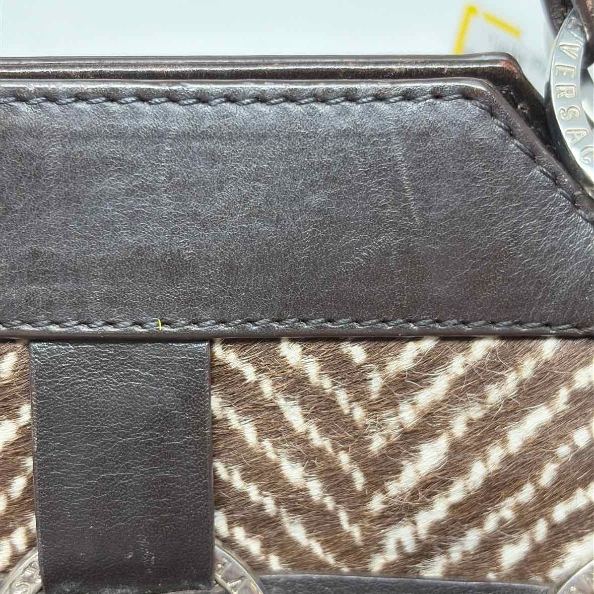 Pre-Owned Versace Brown Leather Designer Handbag