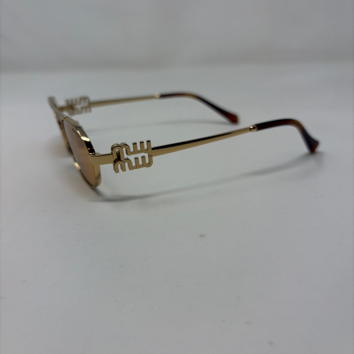 Pre-Owned Mui Mui Gold Metal Designer Sunglasses