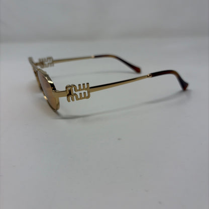 Pre-Owned Mui Mui Gold Metal Designer Sunglasses