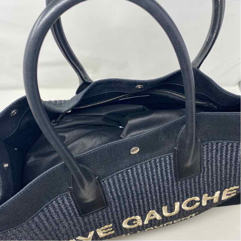 Pre-Owned Saint Laurent Black Raffia Designer Handbag