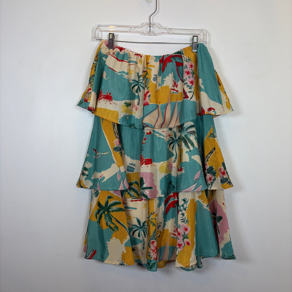 Pre-Owned Size L True Destinations Teal Multi Skirt