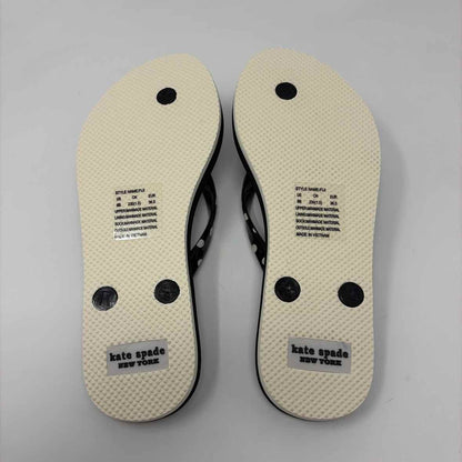 Pre-Owned Shoe Size 6 Kate Spade Black/White Flip Flops