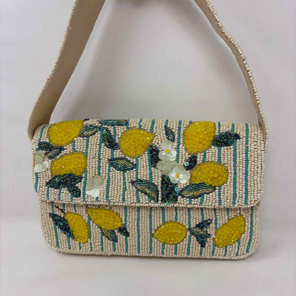 Pre-Owned Boutique Cream Multi Beaded Handbag