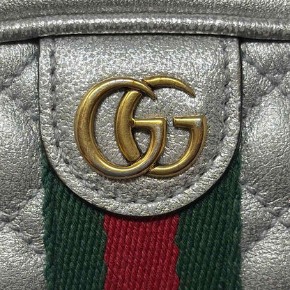 Pre-Owned Gucci Silver Leather Designer Handbag
