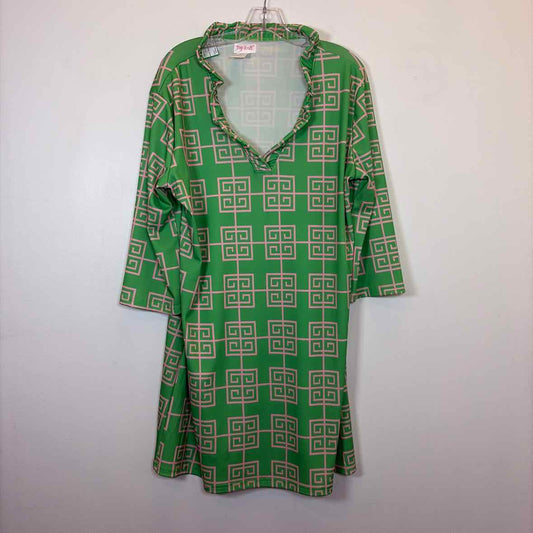 Pre-Owned Size XL Top It Off Green Casual Dress