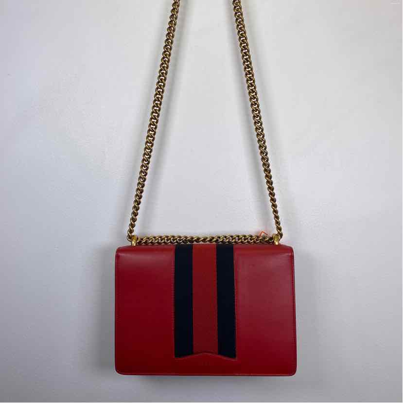 Pre-Owned Gucci Red Leather Designer Handbag