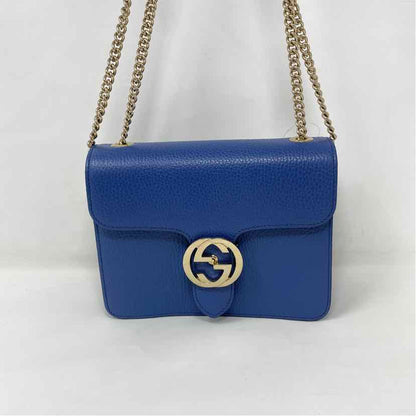 Pre-Owned Gucci Blue Leather Designer Handbag