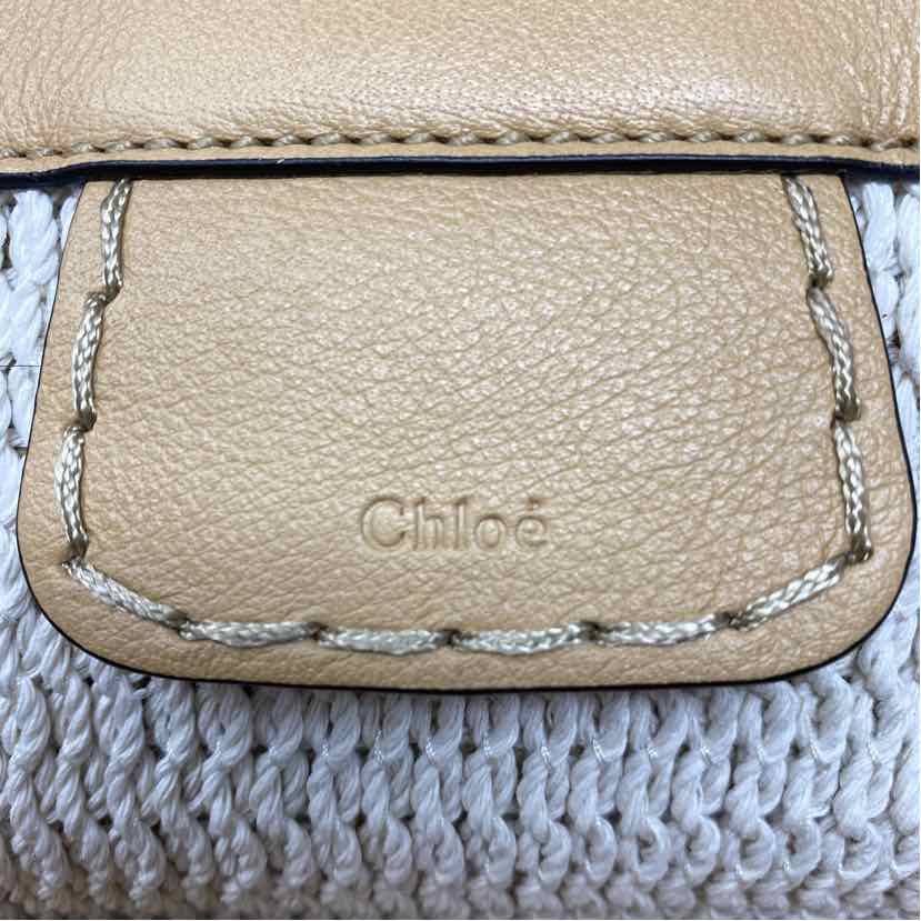 Pre-Owned Chloe Beige Knit Designer Handbag