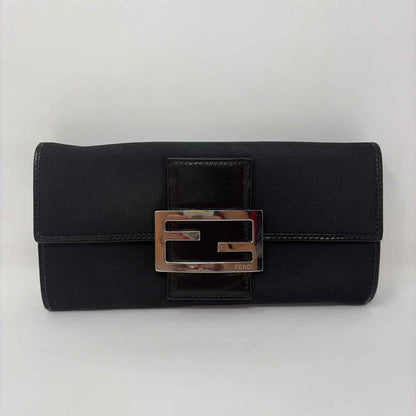 Pre-Owned Fendi Black Fabric Designer Wallet