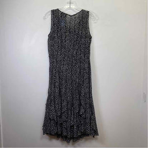 Pre-Owned Size 10/L Adriana Papell Black Polka Dot Casual Dress