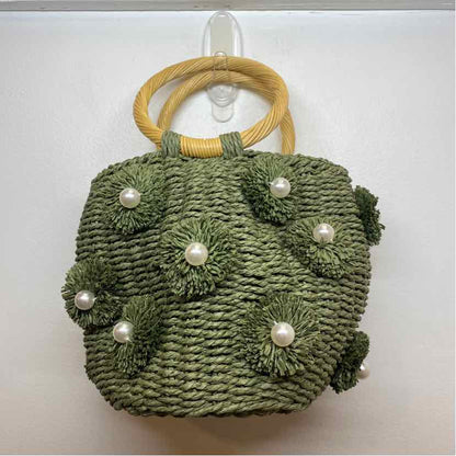 Pre-Owned Green Wicker Handbag