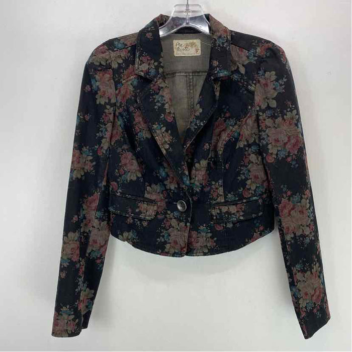 Pre-Owned Size 2/S Free People Black Floral Jacket