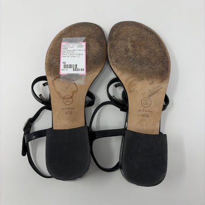 Pre-Owned Chanel Black Patent Shoe Size 10 Designer Shoes