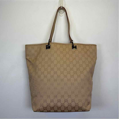 Pre-Owned Gucci Cream Canvas Designer Handbag