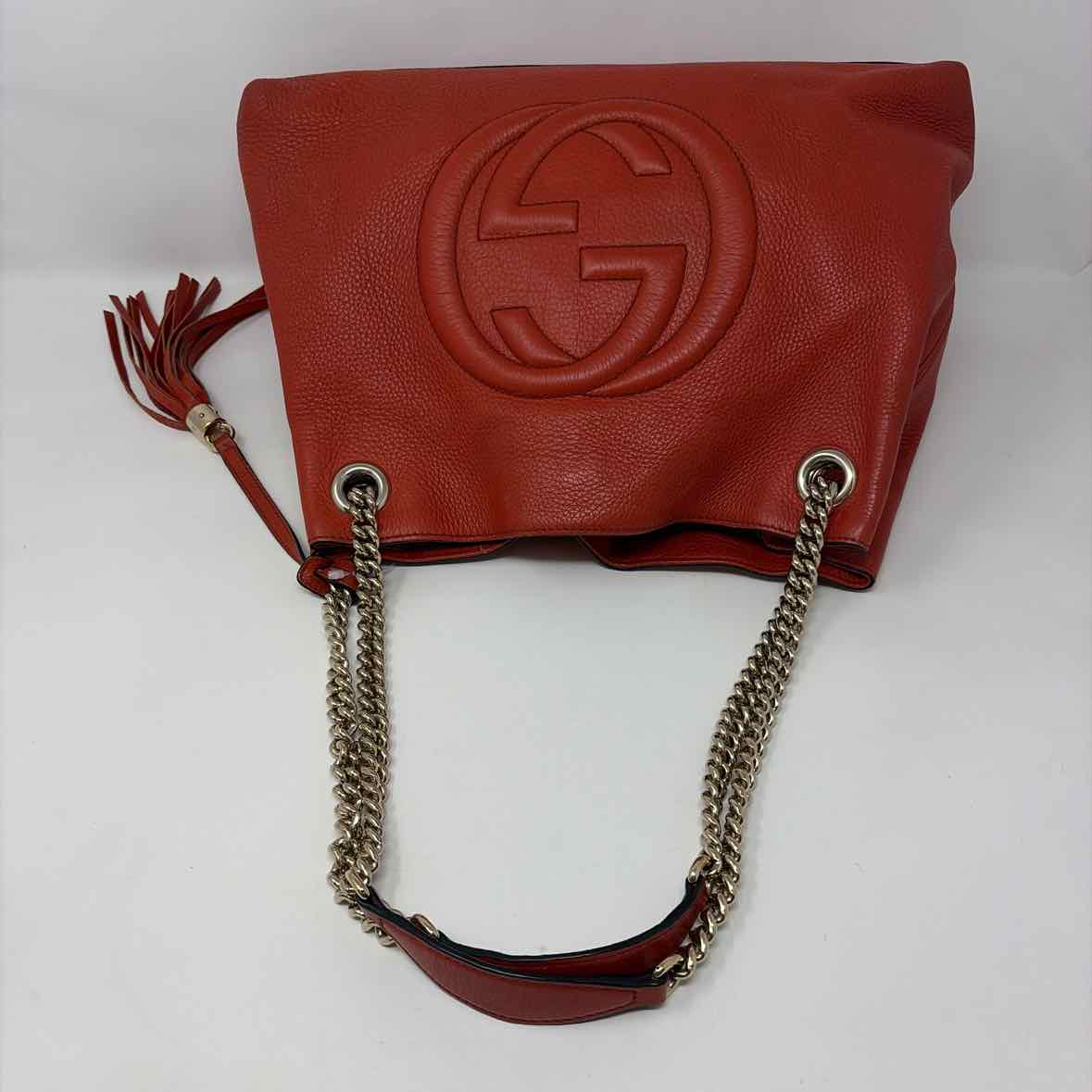 Pre-Owned Gucci Orange Leather Designer Handbag