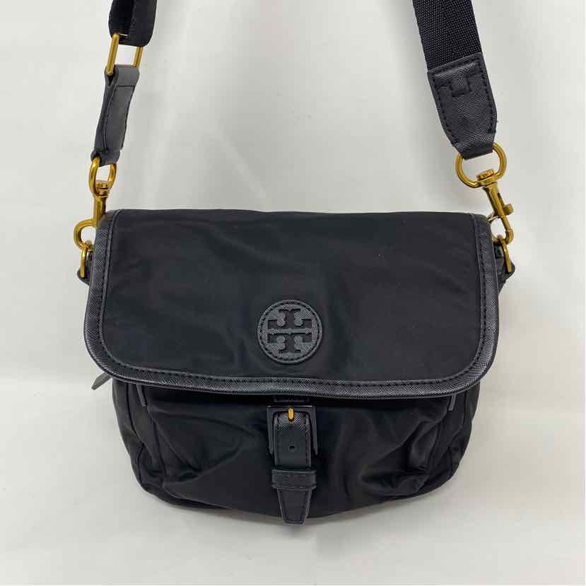 Pre-Owned Tory Burch Black & Gold Nylon Handbag