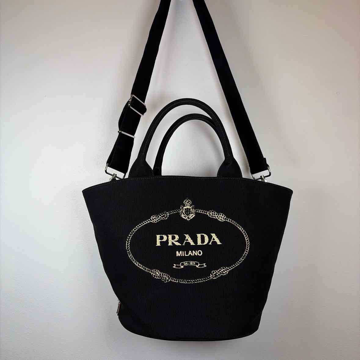 Pre-Owned Prada Black Canvas Designer Handbag