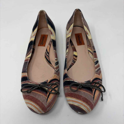 Pre-Owned Missoni Brown Multi Velvet Shoe Size 6.5 Designer Shoes