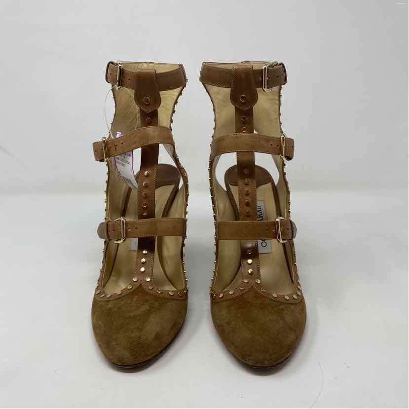 Pre-Owned Jimmy Choo Cognac Suede Shoe Size 8 Designer Shoes