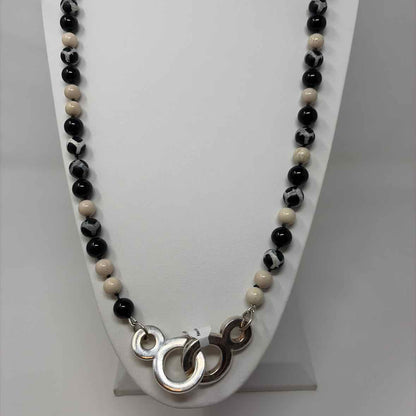 Pre-Owned Simon Sebbag Designs Black/White Beaded Necklace