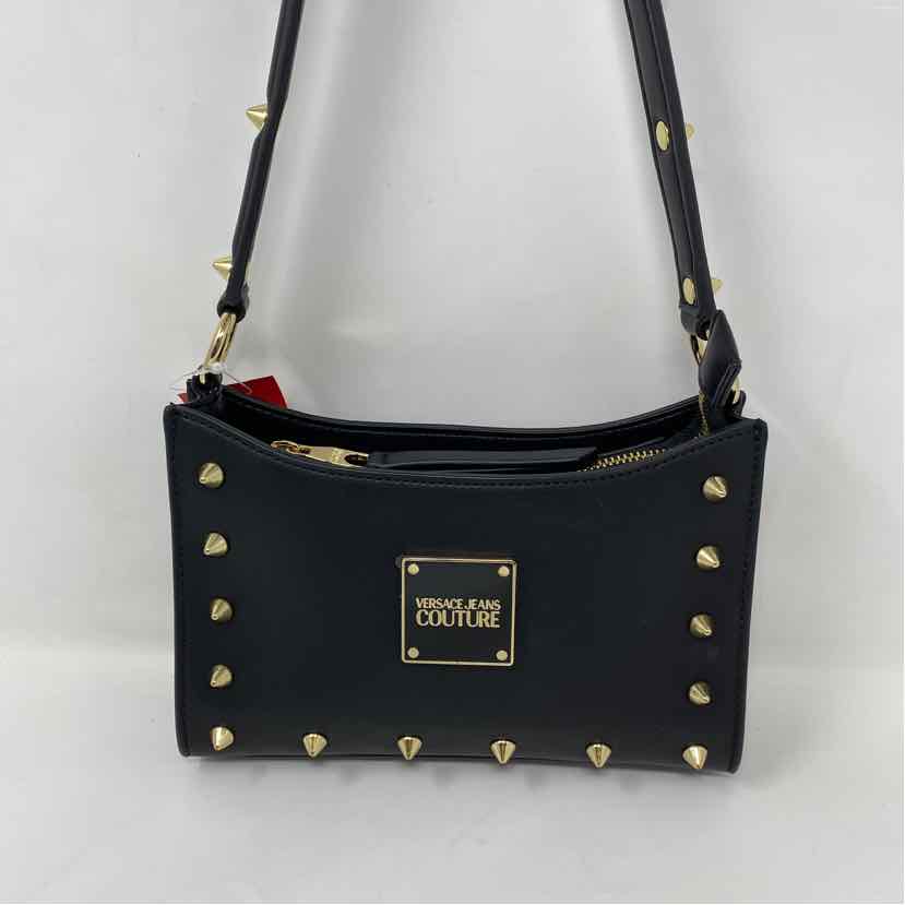 Pre-Owned Versace Jeans Coutre Black & Gold Leather Handbag