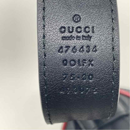 Pre-Owned Gucci Black/Red Leather Designer Handbag