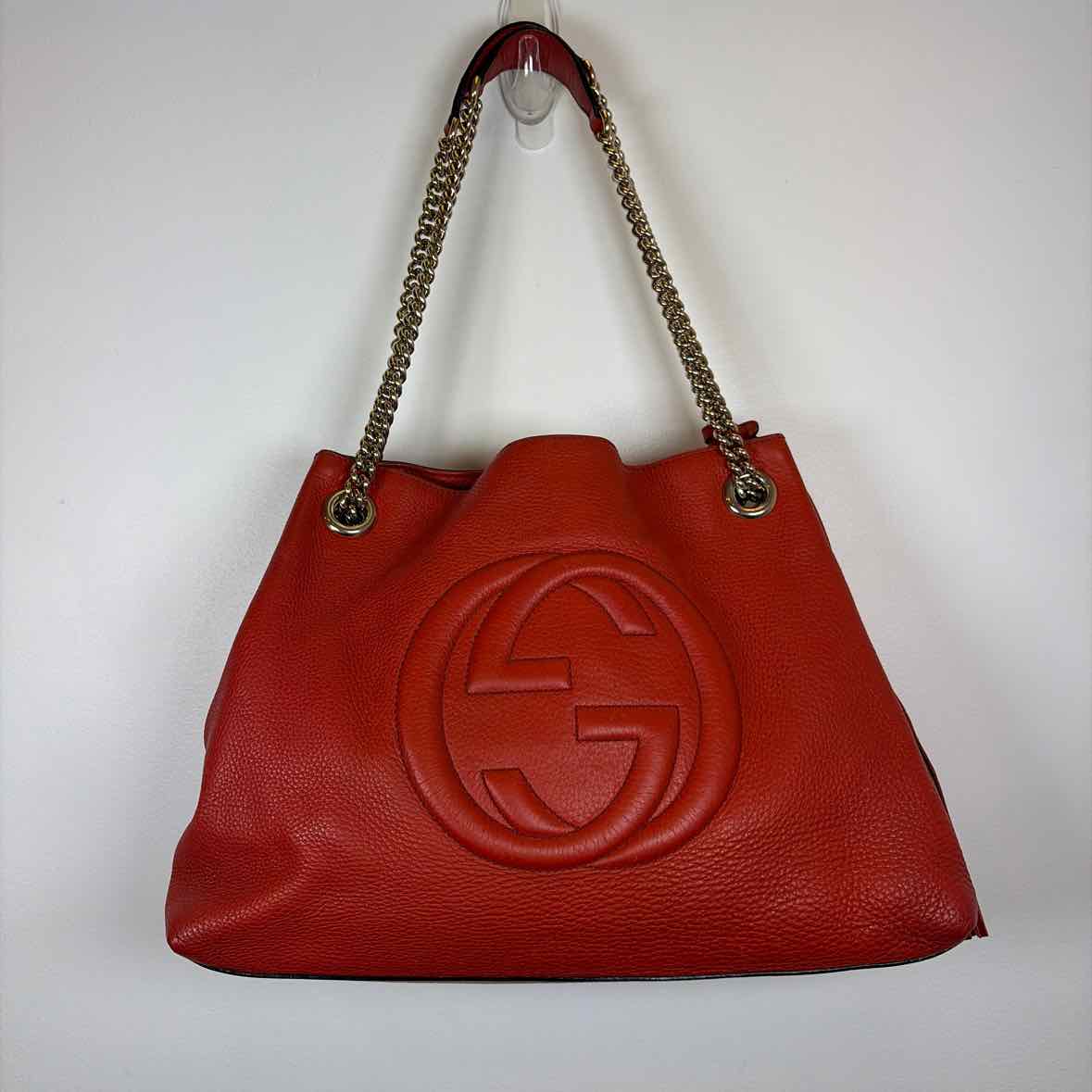 Pre-Owned Gucci Orange Leather Designer Handbag