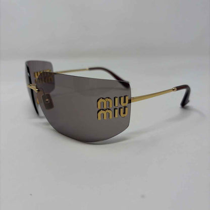 Pre-Owned Mui Mui Gold Metal Designer Sunglasses