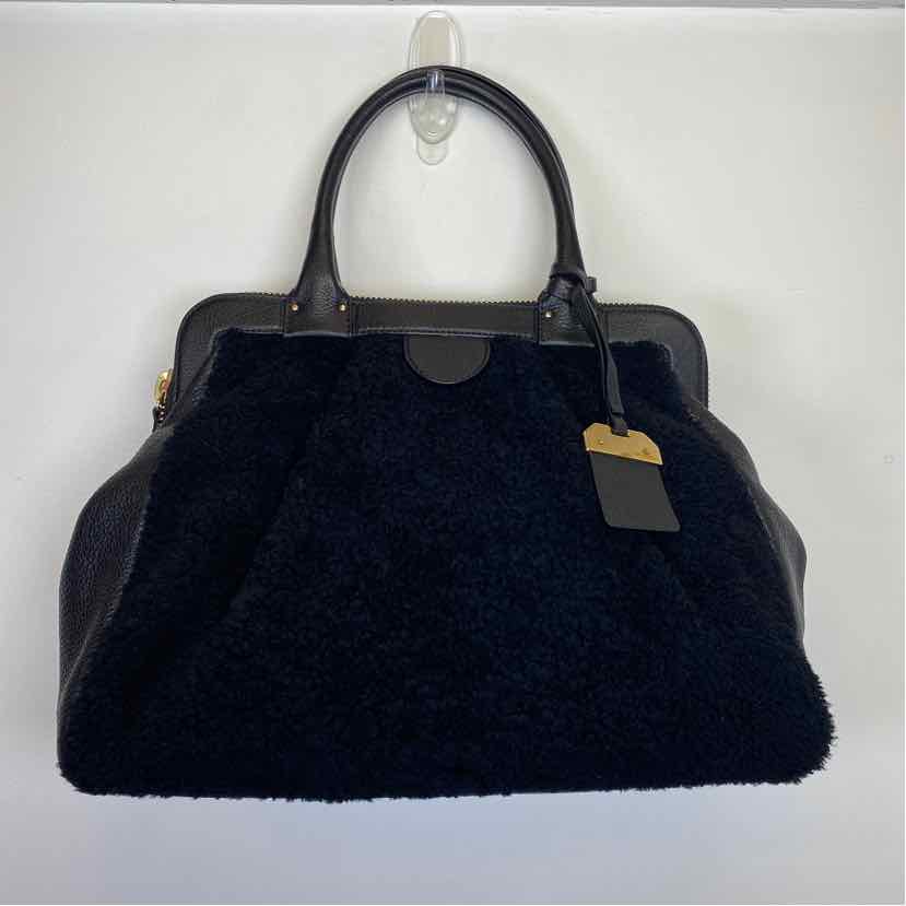 Pre-Owned Stuart Weitzman black  polka dot Faux Shearling Handbag