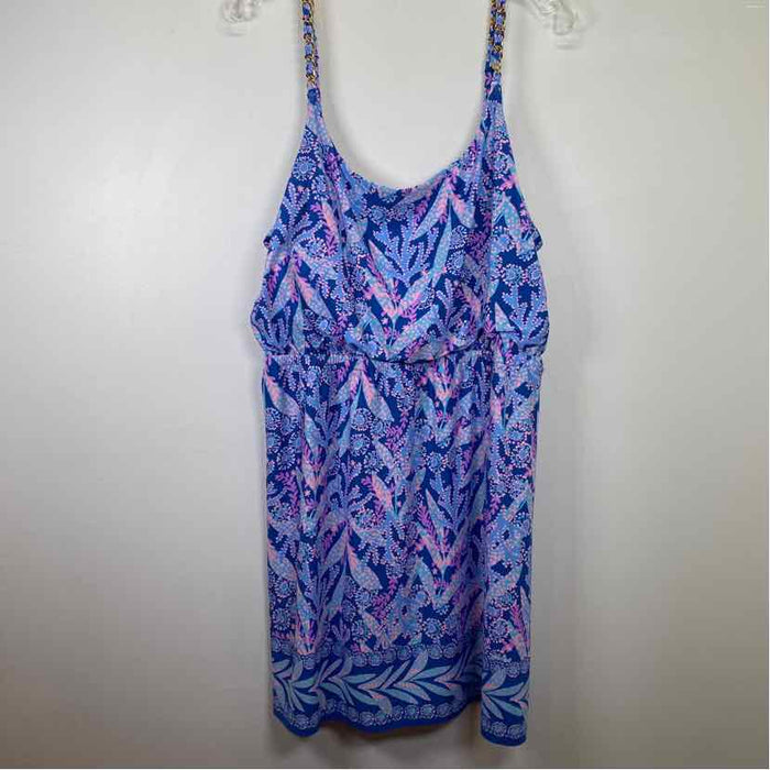 Pre-Owned Size L Lilly Pulitzer Blue Multi Casual Dress
